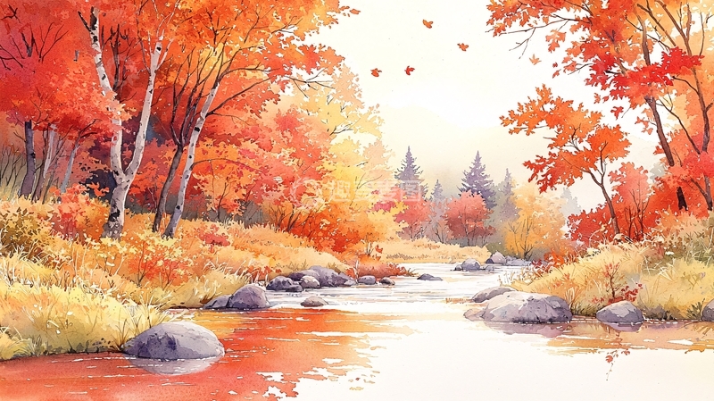 高清大图下载【趣麦麦图】秋日暖阳下的河流