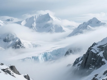 云海环绕的壮丽雪山景色