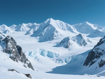 雪山巍峨壮丽的冷峻风光