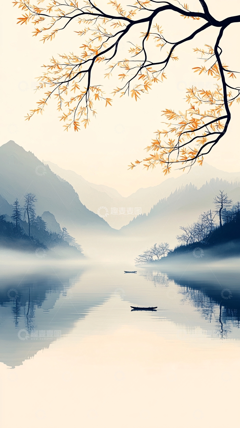 高清大图下载【趣麦麦图】-水墨山水风景画