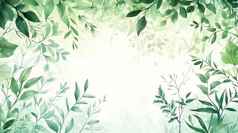 高清大图下载【趣麦麦图】水彩叶子清新背景