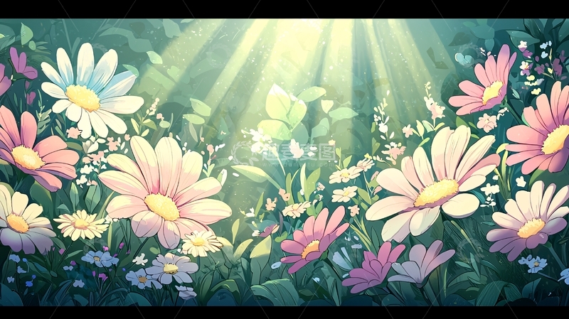 阳光下的花朵草地