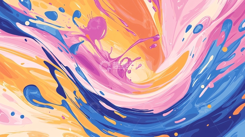 高清大图下载【趣麦麦图】抽象水彩漩涡