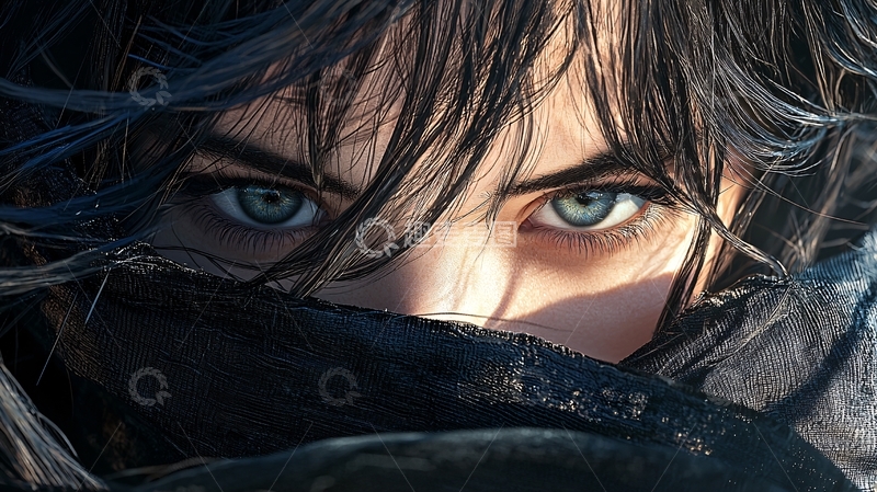 高清大图下载【趣麦麦图】锐利眼神的女性特写