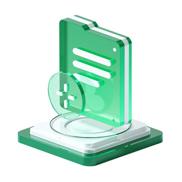 3D图标科技风绿色玻璃材质文件夹