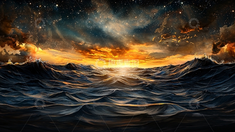 高清大图下载【趣麦麦图】波涛汹涌的海面和暴风雨的天空