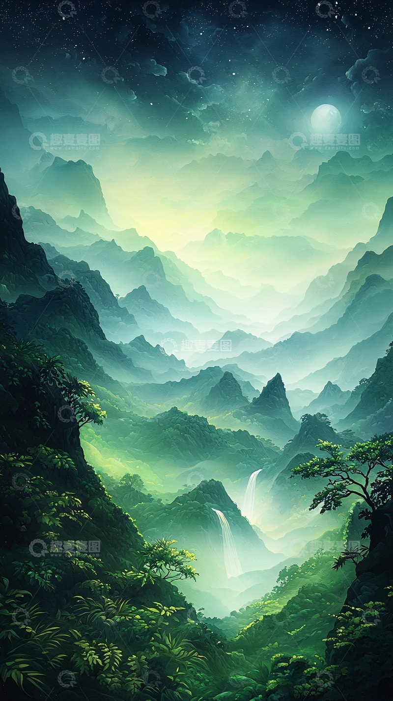 高清大图下载【趣麦麦图】山峦叠嶂的绿色仙境