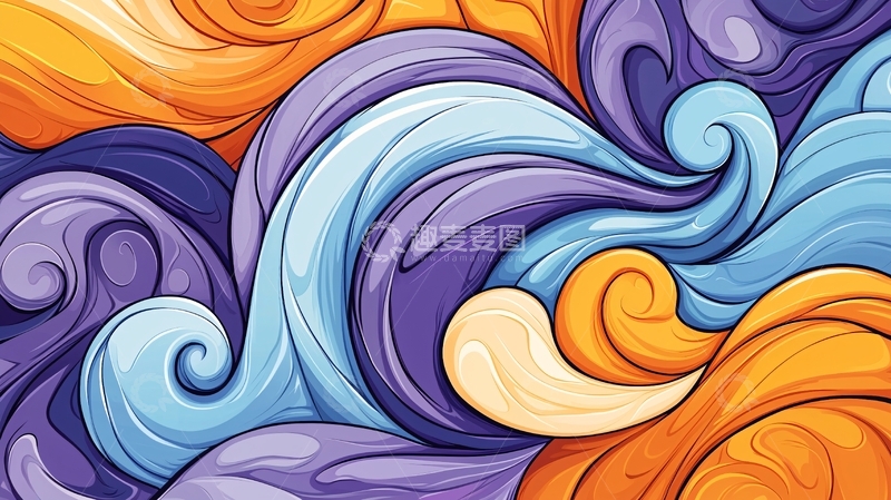 高清大图下载【趣麦麦图】彩色漩涡流体艺术背景