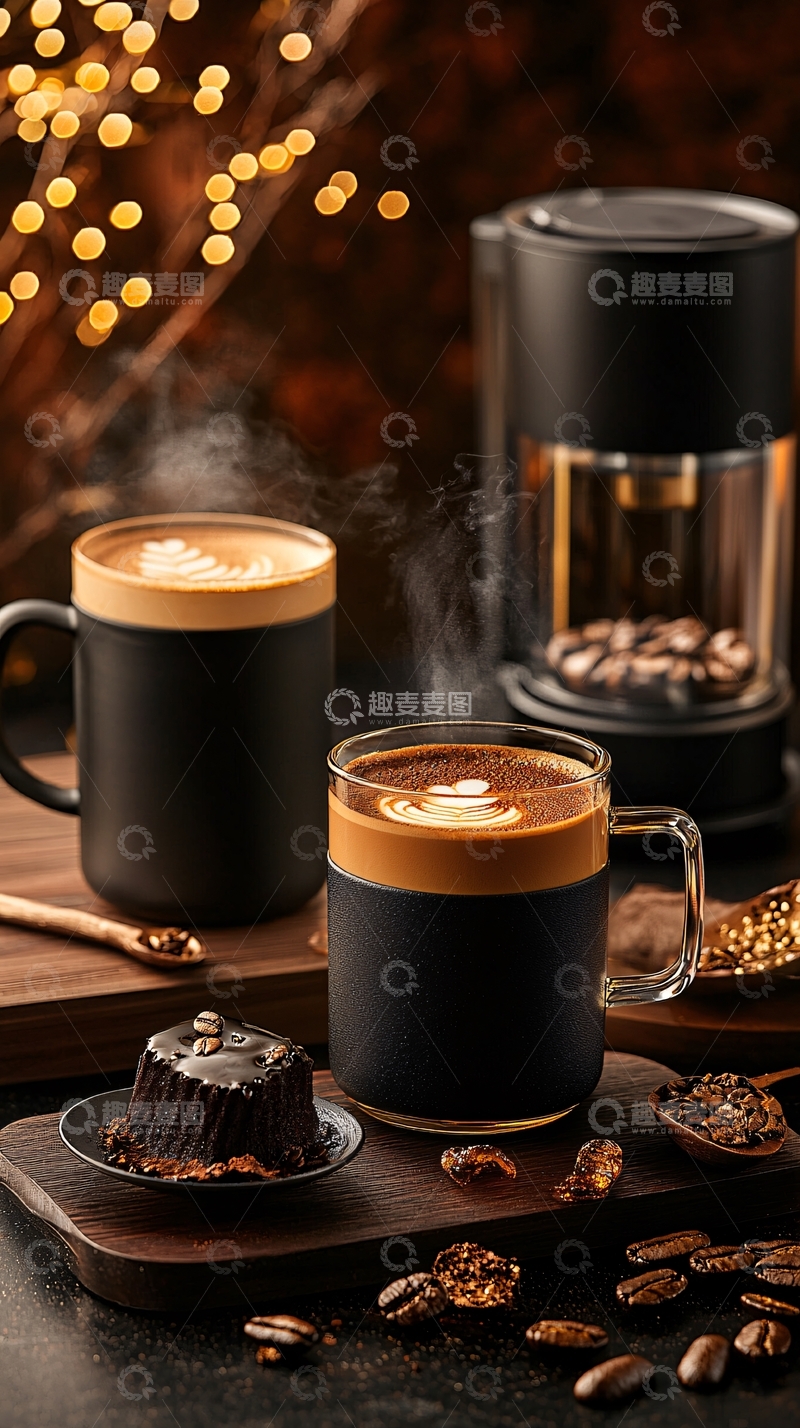 高清大图下载【趣麦麦图】热气腾腾的咖啡饮品