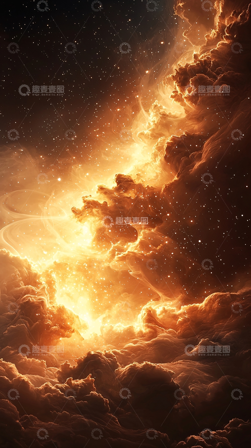 高清大图下载【趣麦麦图】金色星云宇宙景象