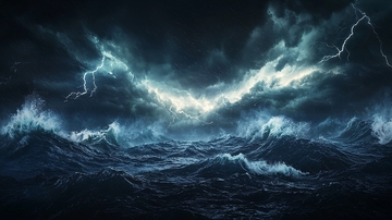 波涛汹涌的雷暴天气