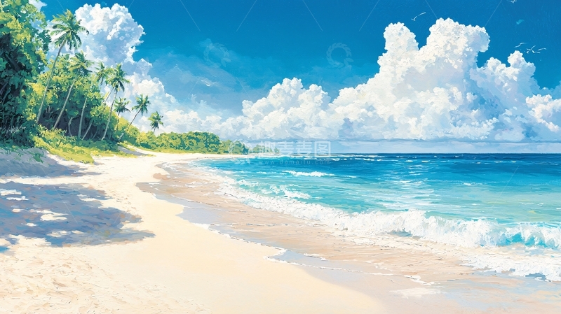高清大图下载【趣麦麦图】热带海滩与白色沙滩