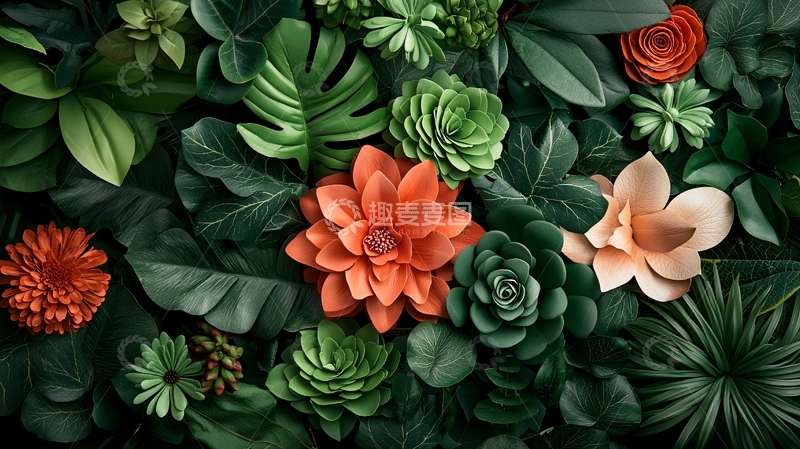 高清大图下载【趣麦麦图】花卉与绿叶的结合