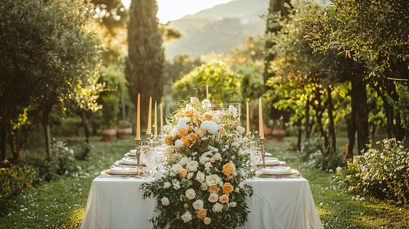 高清大图下载【趣麦麦图】户外花园婚礼餐桌布置