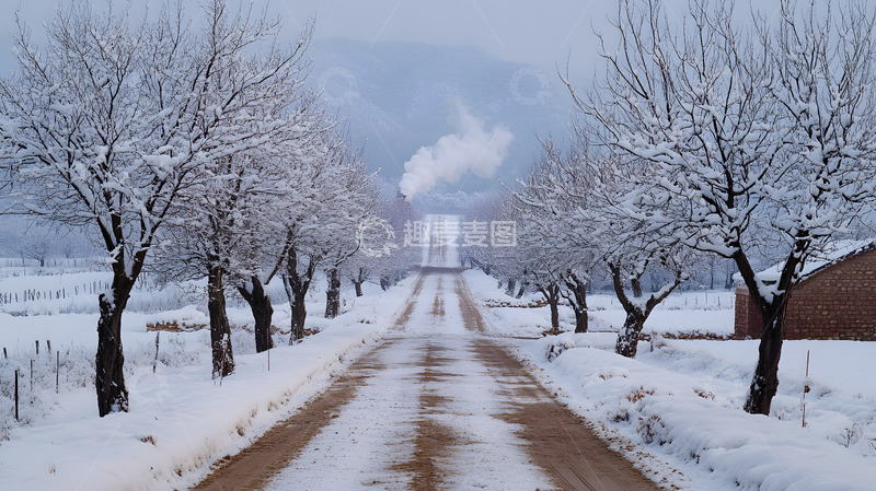 高清大图下载【趣麦麦图】冬季城镇上的道路1
