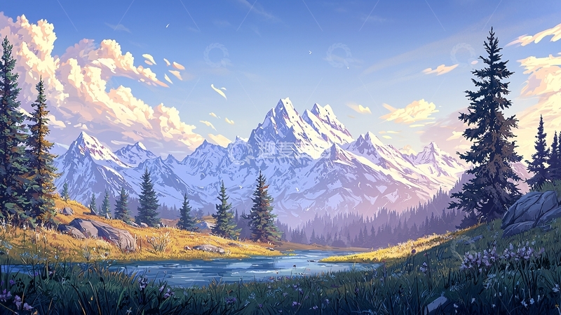 高清大图下载【趣麦麦图】雪山湖泊高清图片