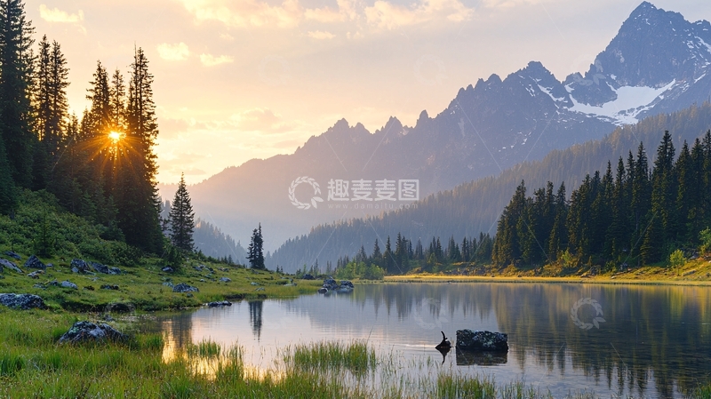 高清大图下载【趣麦麦图】湖光山色倒影生辉