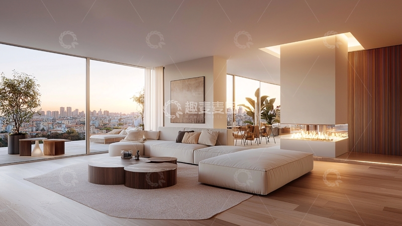 高清大图下载【趣麦麦图】宽敞明亮的现代客厅