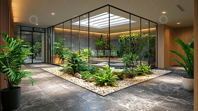 高清大图下载【趣麦麦图】室内花园玻璃房采光