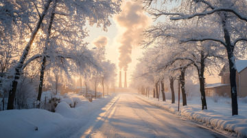 冬季城镇上的道路