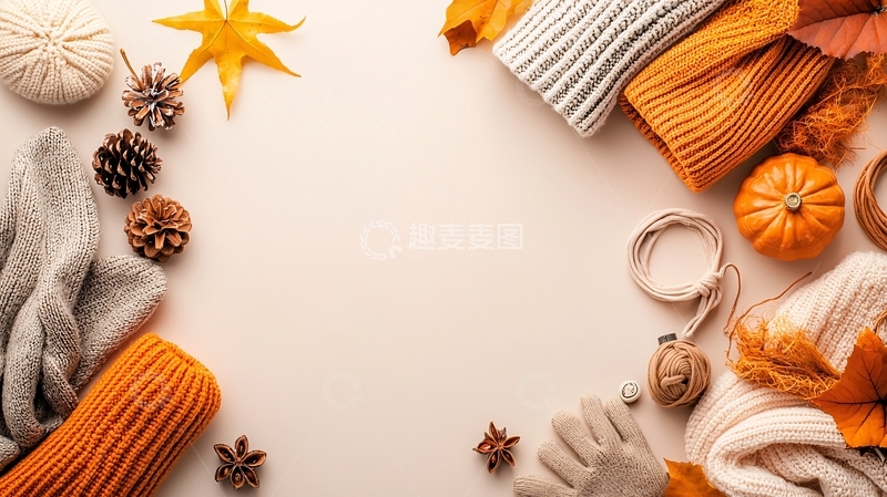 高清大图下载【趣麦麦图】秋季服饰与装饰的静物
