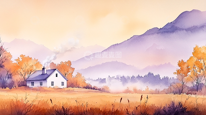 高清大图下载【趣麦麦图】田园风光下的白房子