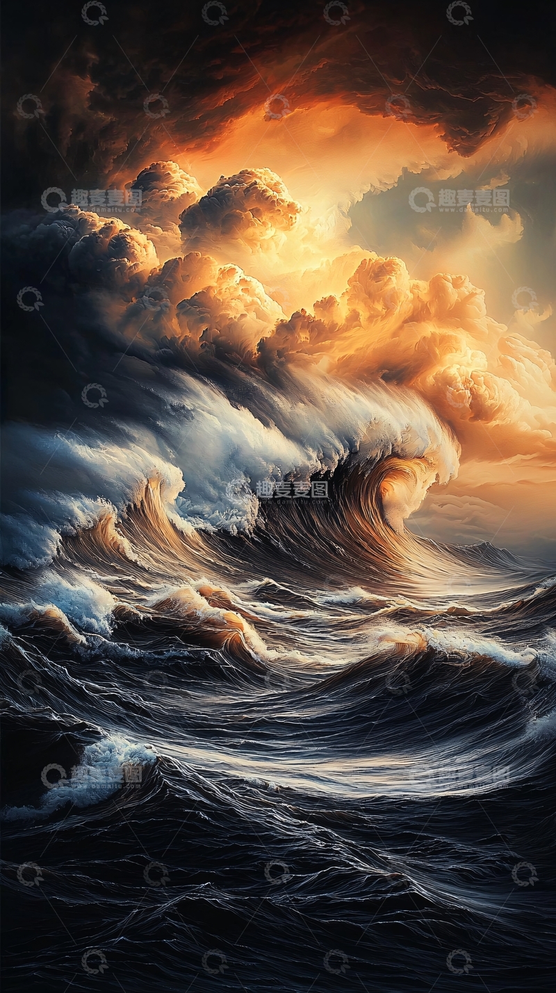 高清大图下载【趣麦麦图】波涛汹涌的海面