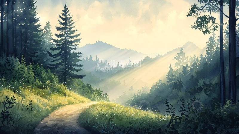 高清大图下载【趣麦麦图】阳光穿透森林的唯美画面