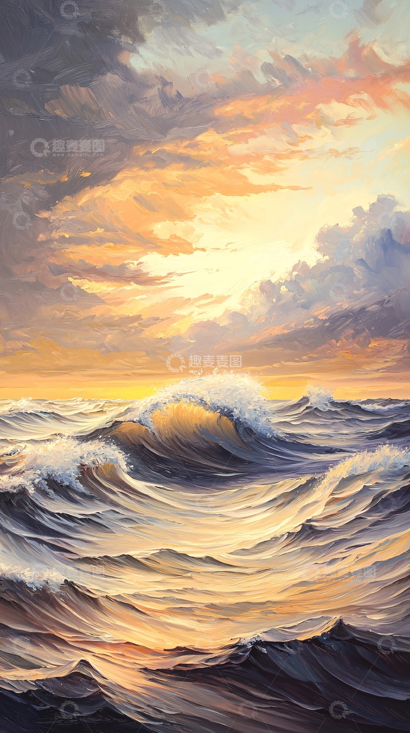 高清大图下载【趣麦麦图】波涛汹涌的金色海面