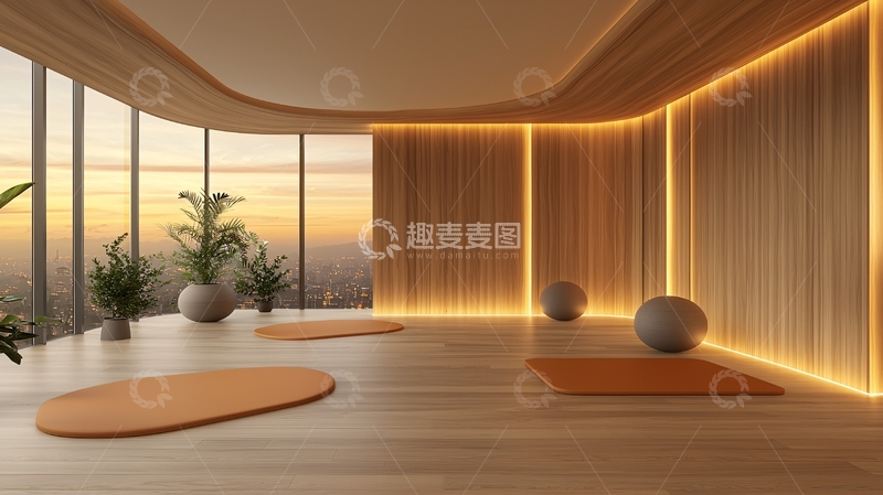 高清大图下载【趣麦麦图】空旷明亮的瑜伽练习室