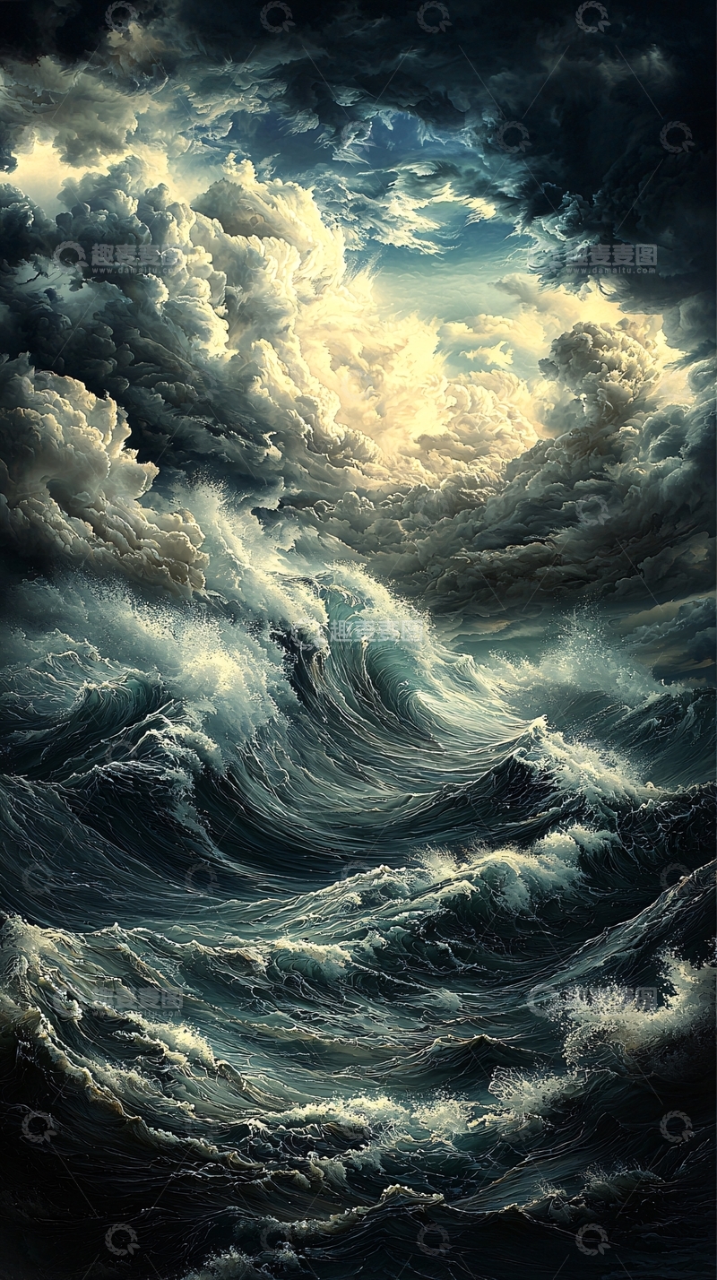 高清大图下载【趣麦麦图】狂风暴雨中的海浪