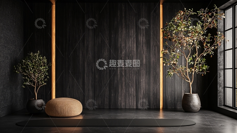 高清大图下载【趣麦麦图】暗色背景的现代室内场景