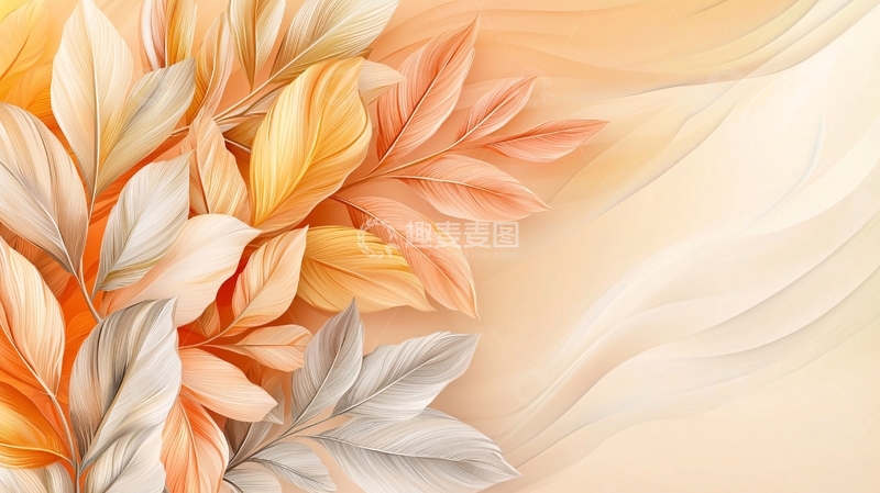 高清大图下载【趣麦麦图】柔和的秋叶艺术抽象背景