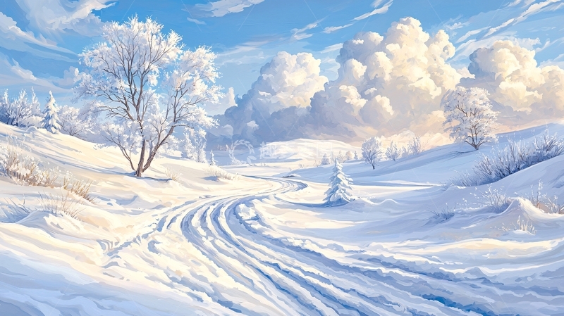 高清大图下载【趣麦麦图】冬季雪景道路