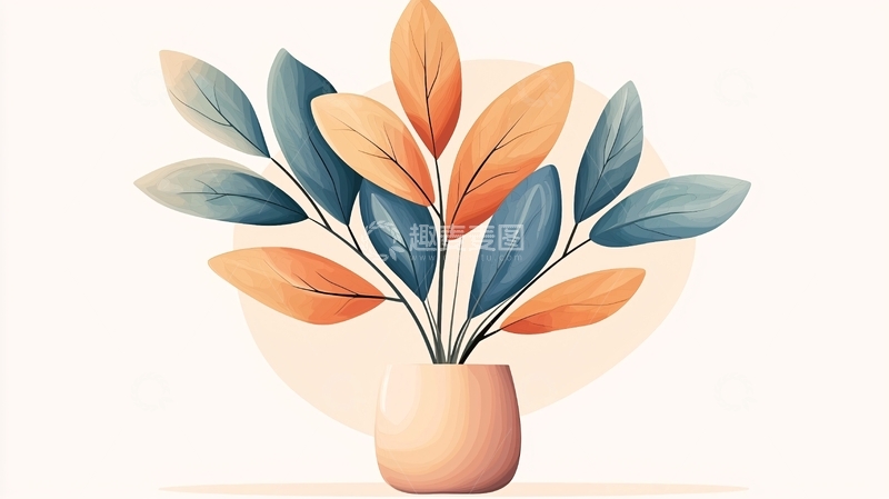高清大图下载【趣麦麦图】水彩花盆植物插画
