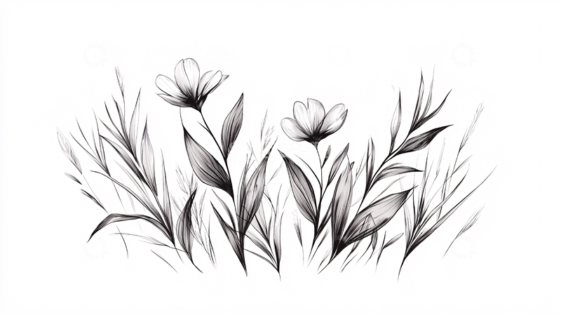 高清大图下载【趣麦麦图】花朵植物黑白手绘线条