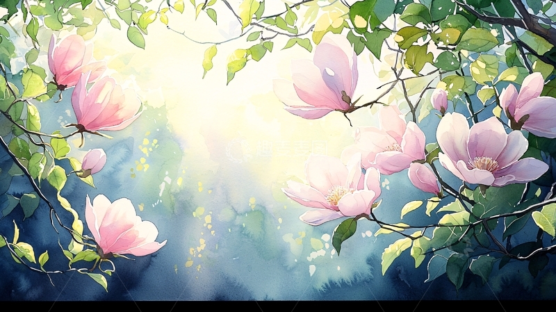 高清大图下载【趣麦麦图】清新淡雅的玉兰花背景