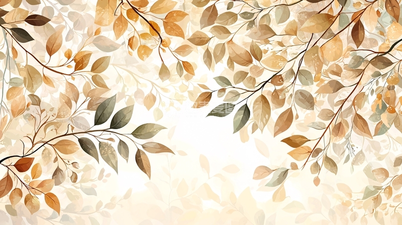 高清大图下载【趣麦麦图】-秋季金黄树叶背景图