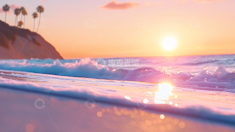 高清大图下载【趣麦麦图】海边日落的唯美景象