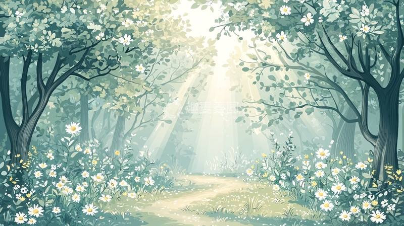 高清大图下载【趣麦麦图】光线穿透森林的梦幻场景