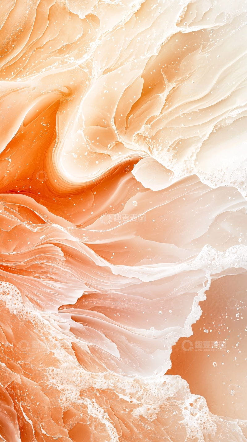 高清大图下载【趣麦麦图】抽象橙色白色流动纹理