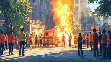 消防演习宣传场景插画1