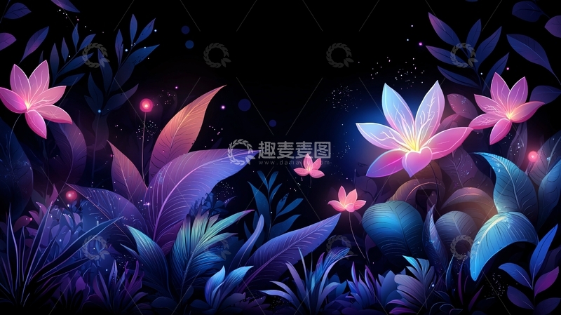 高清大图下载【趣麦麦图】发光植物夜景