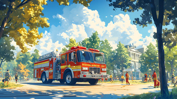 消防演习宣传场景插画3