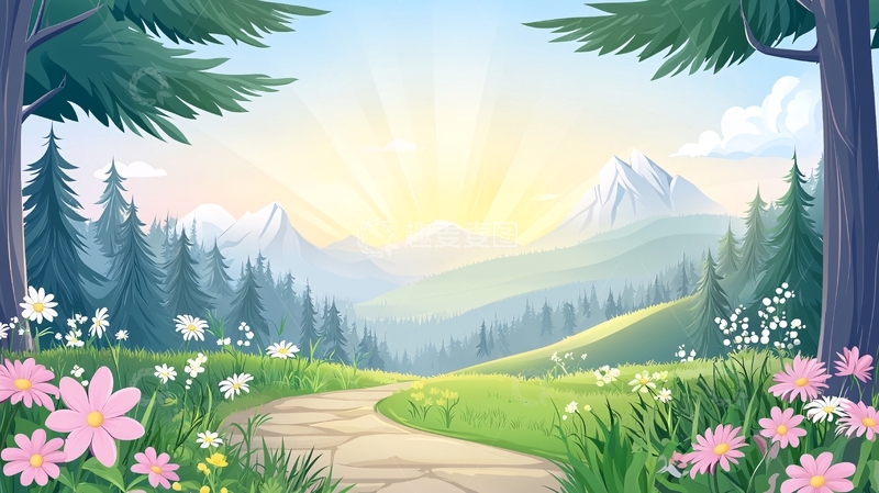 高清大图下载【趣麦麦图】卡通风景图高清图片