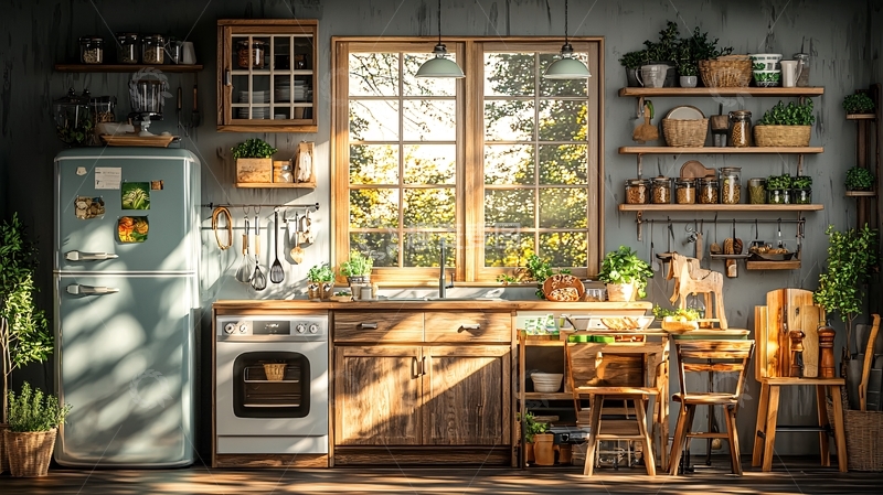 高清大图下载【趣麦麦图】乡村风格厨房
