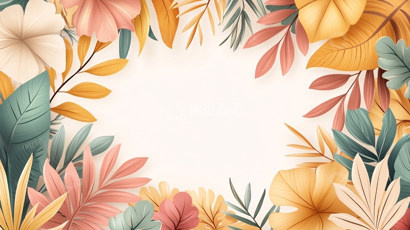 高清大图下载【趣麦麦图】花卉水彩边框背景