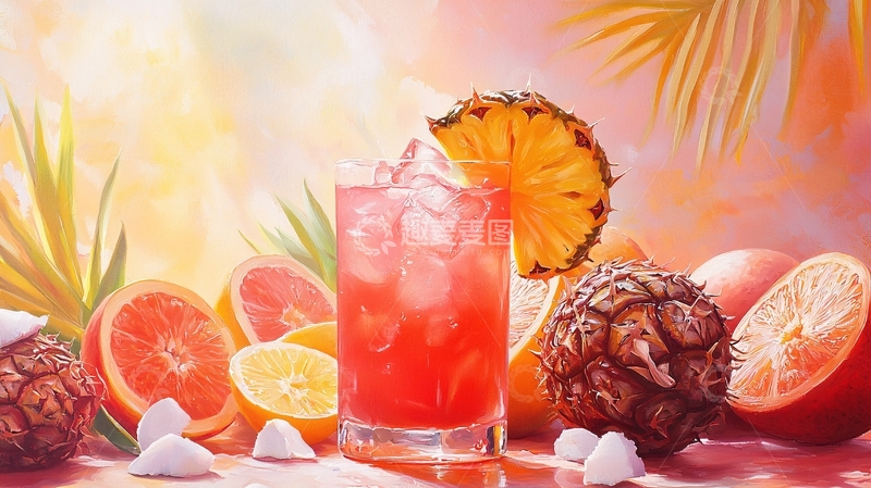 高清大图下载【趣麦麦图】热带水果鸡尾酒