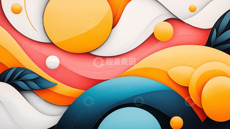 高清大图下载【趣麦麦图】抽象彩色曲线背景