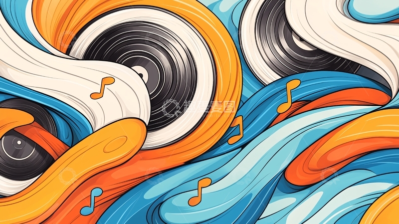 高清大图下载【趣麦麦图】音乐唱片抽象背景